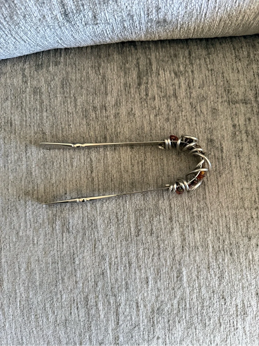 Chunky Mixed-Metal ice tongue with Spiral Links - Silver Tones